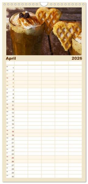 Produktbild: Familienplaner 2026 - Kaffeesatz - Kunst und Tradition mit 5 Spalten (Wandkalender, 21 x 45 cm) CALVENDO
