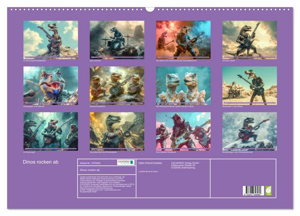 Produktbild: Dinos rocken ab (Wandkalender 2026 DIN A2 quer), CALVENDO Monatskalender