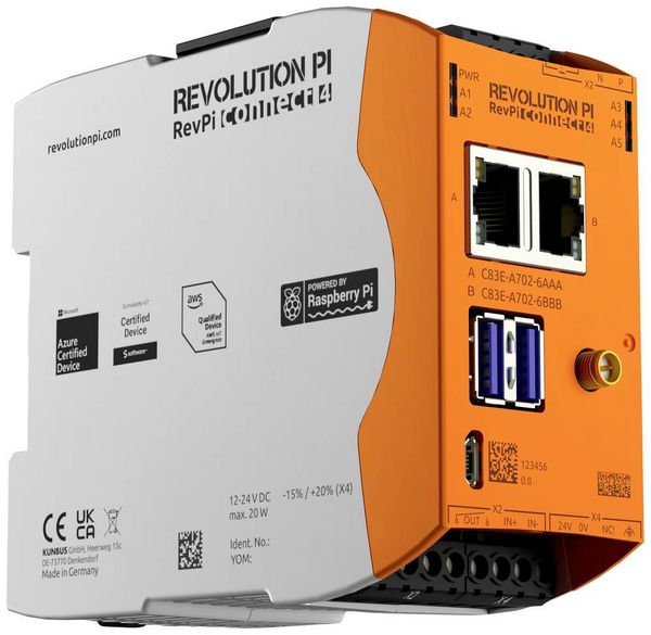 Produktbild: Revolution Pi by Kunbus RevolutionPi Connect 4 PR100380 SPS-Erweiterungsmodul 24 V/DC