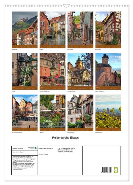 Produktbild: Reise durchs Elsass (Wandkalender 2026 DIN A2 hoch), CALVENDO Monatskalender