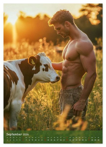 Produktbild: Muskeln, Heu und Herz - Sexy M&auml;nner vom Dorf (Wandkalender 2026 DIN A2 hoch), CALVENDO Monatskalender