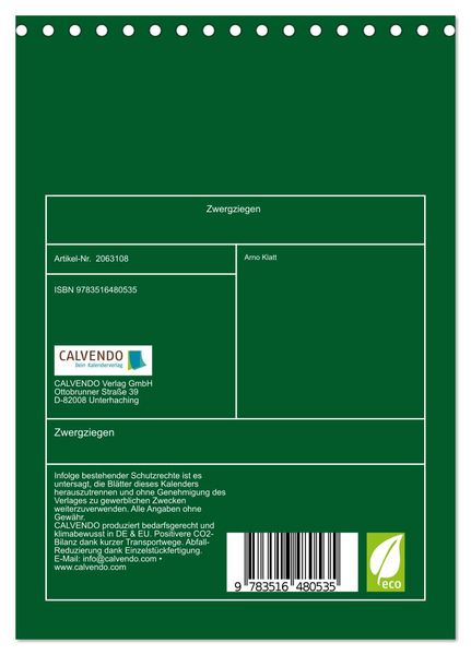 Produktbild: Zwergziegen (Tischkalender 2026 DIN A5 hoch), CALVENDO Monatskalender