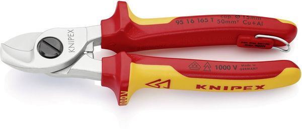 Knipex 95 16 165 T Kabelschere Geeignet für (Abisoliertechnik) Alu- und Kupferkabel, ein- und mehrdrähtig 15 mm 50 mm²