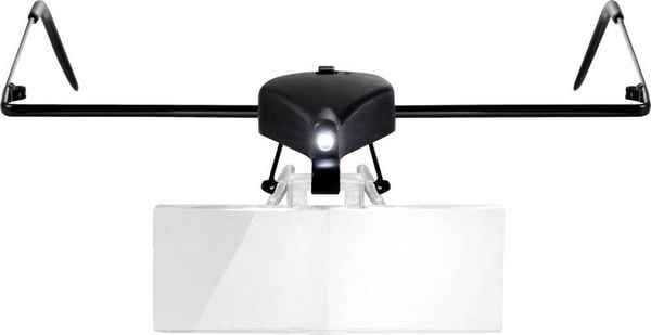 Produktbild: TOOLCRAFT TO-5137812 Lupenbrille mit LED-Beleuchtung Vergr&ouml;&szlig;erungsfaktor: 1.5 x, 2.5 x, 3.5 x Linsengr&ouml;&szlig;e: (L x B) 74 mm x 35 mm Klar, Wei&szlig;