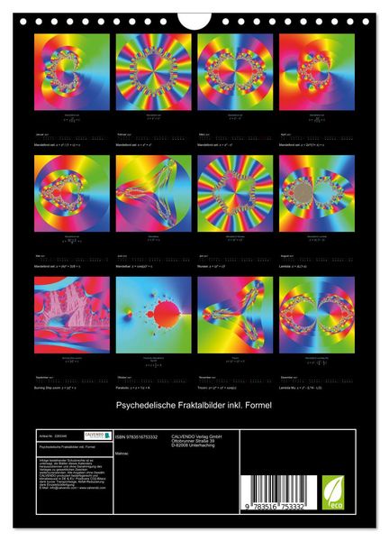 Produktbild: Psychedelische Fraktalbilder inkl. Formel (Wandkalender 2027 DIN A4 hoch), CALVENDO Monatskalender