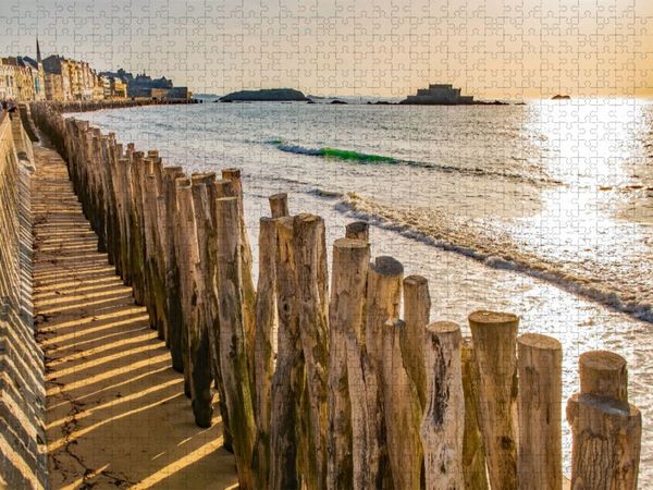 Produktbild: CALVENDO Puzzle Sonnenuntergang, Saint Malo, Bretagne, Frankreich | 1000 Teile Lege-Gr&ouml;&szlig;e 64x48cm Foto-Puzzle f&uuml;r gl&uuml;ckliche Stunden