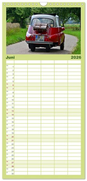 Produktbild: Familienplaner 2026 - BMW Isetta - Die Knutschkugel mit 5 Spalten (Wandkalender, 21 x 45 cm) CALVENDO