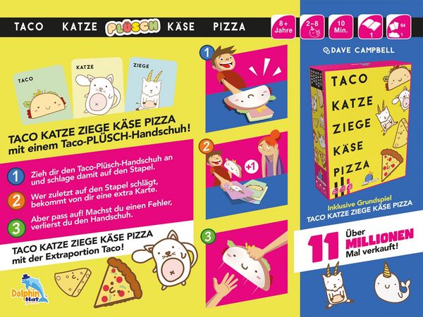 Produktbild: Blue Orange - Taco Katze: Pl&uuml;sch K&auml;se Pizza, Partyspiel