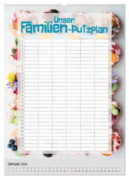 Produktbild: Unser Familien-Putzplan & Kalender 2026 (hochwertiger Premium Wandkalender 2026 DIN A2 hoch), Kunstdruck in Hochglanz