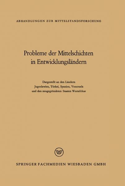 Produktbild: Probleme der Mittelschichten in Entwicklungsl&auml;ndern