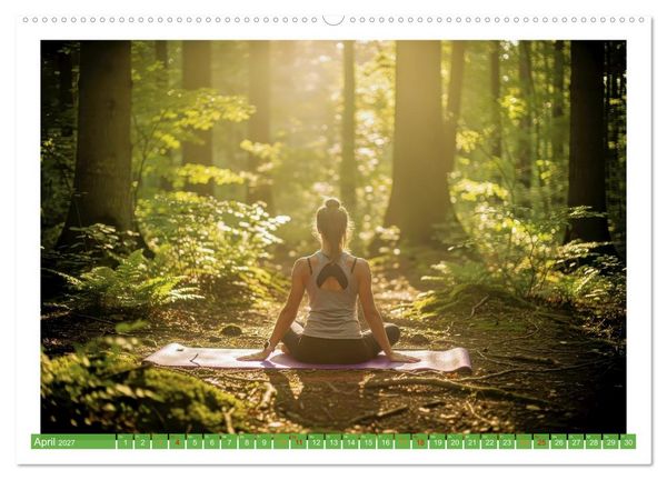 Produktbild: Yoga im Wald (hochwertiger Premium Wandkalender 2027 DIN A2 quer), Kunstdruck in Hochglanz