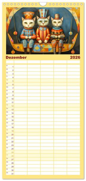 Produktbild: Familienplaner 2026 - Zirkusfantasien - Bezaubernd fremdartig mit 5 Spalten (Wandkalender, 21 x 45 cm) CALVENDO