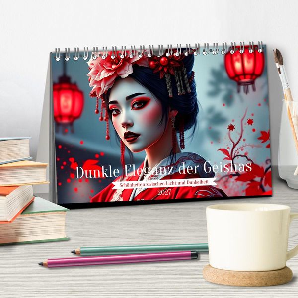Produktbild: Dunkle Eleganz der Geishas (Tischkalender 2027 DIN A5 quer), CALVENDO Monatskalender