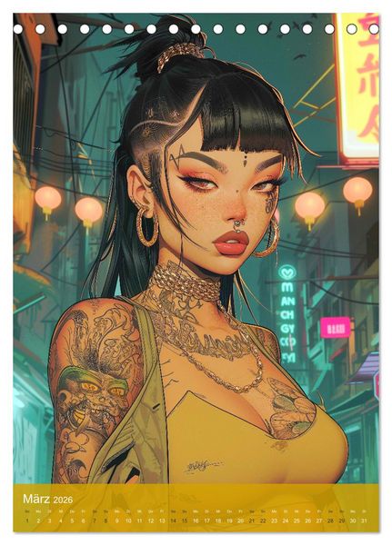 Produktbild: Manga-Comics. Cyberpunk Anime. Science Fiction Girls (Tischkalender 2026 DIN A5 hoch), CALVENDO Monatskalender