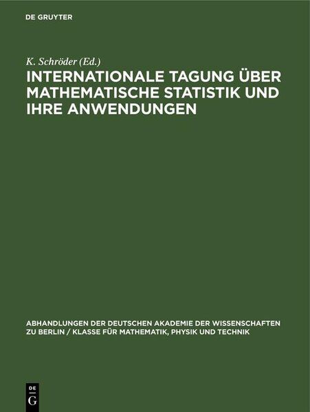 Produktbild: Internationale Tagung &uuml;ber mathematische Statistik und ihre Anwendungen