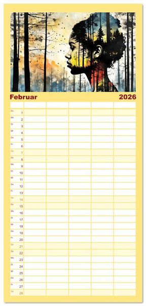 Produktbild: Familienplaner 2026 - Wilde Ladys mit 5 Spalten (Wandkalender, 21 x 45 cm) CALVENDO