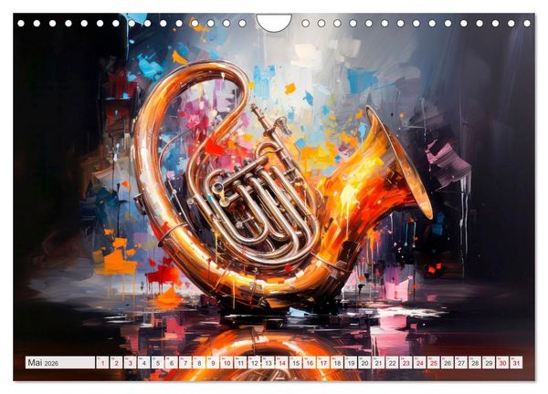 Produktbild: MUSIKINSTRUMENTE Moderne dekorative Inszenierung (Wandkalender 2026 DIN A4 quer), CALVENDO Monatskalender