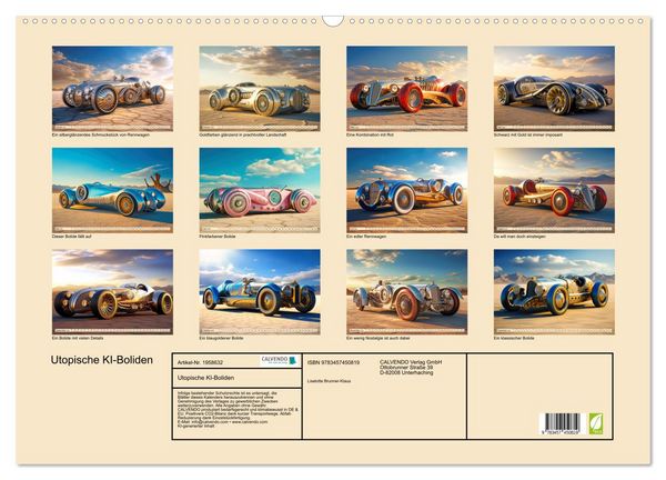 Produktbild: Utopische KI-Boliden (Wandkalender 2026 DIN A2 quer), CALVENDO Monatskalender