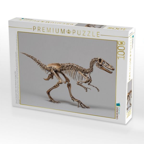 Produktbild: CALVENDO Puzzle Dinosaurier Velociraptor-Skelett - kleiner Raubsaurier mit langen Krallen | 1000 Teile Lege-Gr&ouml;&szlig;e 64x48cm Foto-Puzzle f&uuml;r gl&uuml;ckliche S