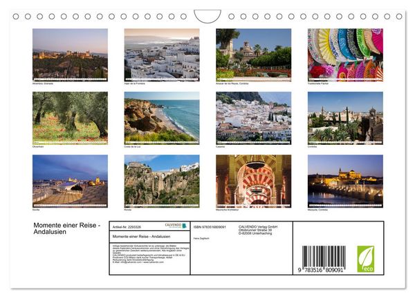Produktbild: Momente einer Reise - Andalusien (Wandkalender 2027 DIN A4 quer), CALVENDO Monatskalender
