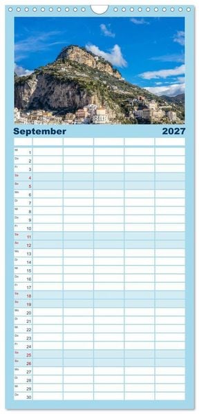Produktbild: Familienplaner 2027 - Amalfi - Traumhafte K&uuml;ste zwischen Himmel und Meer mit 5 Spalten (Wandkalender, 21 x 45 cm) CALVENDO