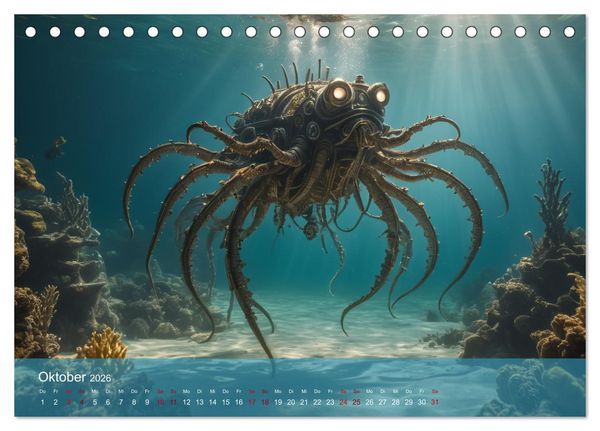 Produktbild: Steampunk - Unterwasser Roboter (Tischkalender 2026 DIN A5 quer), CALVENDO Monatskalender