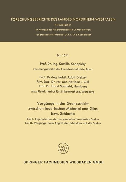Produktbild: Vorg&auml;nge in der Grenzschicht zwischen feuerfestem Material und Glas bzw. Schlacke