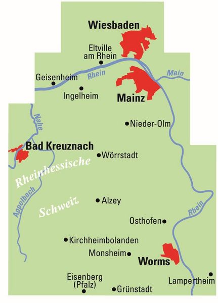 Produktbild: ADFC-Regionalkarte Rheinhessen, 1:50.000, mit Tagestourenvorschlägen, reiß- und wetterfest, E-Bike-geeignet, GPS-Tracks Download