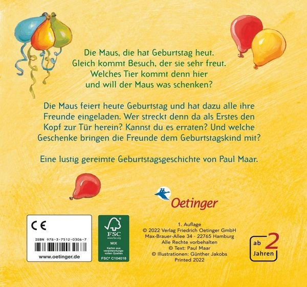 Produktbild: Die Maus, die hat Geburtstag heut