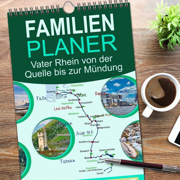 Produktbild: Familienplaner 2026 - Vater Rhein von der Quelle bis zur M&uuml;ndung mit 5 Spalten (Wandkalender, 21 x 45 cm) CALVENDO
