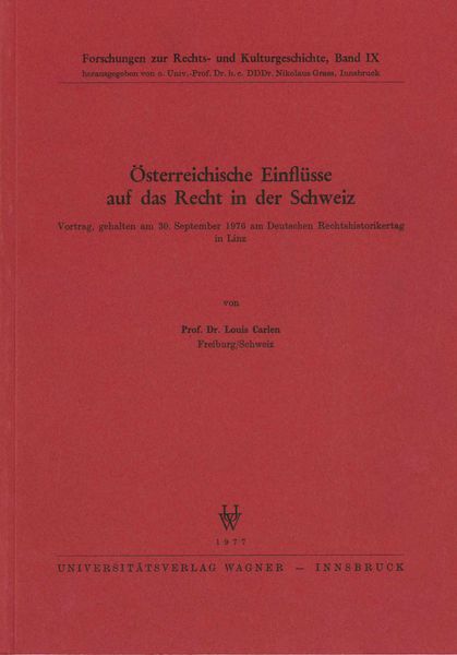 Produktbild: Österreichische Einflüsse auf das Recht in der Schweiz
