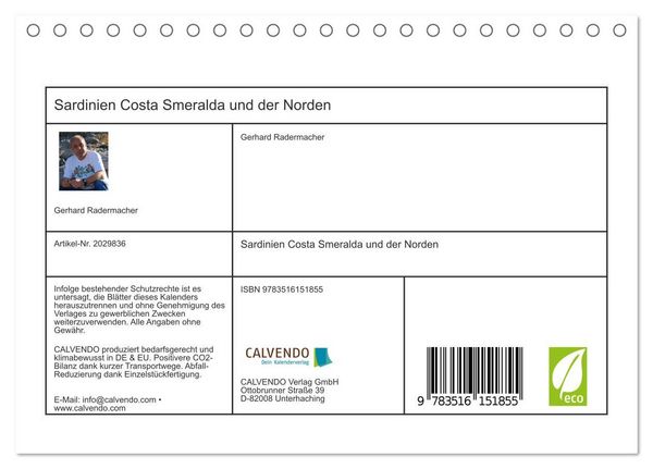 Produktbild: Sardinien Costa Smeralda und der Norden (Tischkalender 2026 DIN A5 quer), CALVENDO Monatskalender