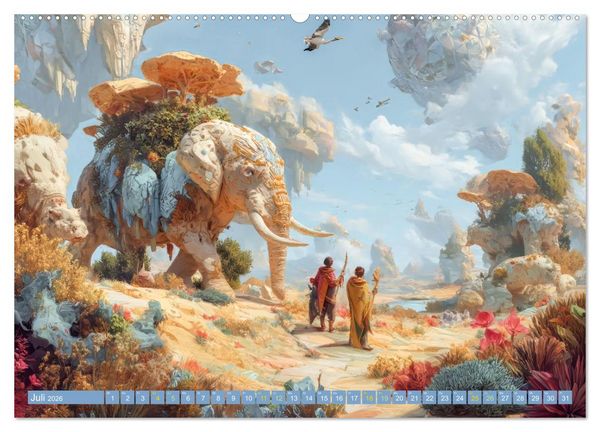 Produktbild: Tierparadies - Tierische Fantasiewelten (hochwertiger Premium Wandkalender 2026 DIN A2 quer), Kunstdruck in Hochglanz