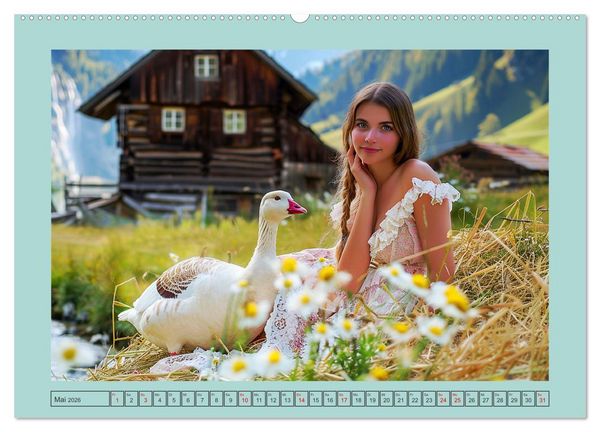 Produktbild: Almwiesenm&auml;rchen. Zauberhafte Frauen und gute Laune in den Bergen (hochwertiger Premium Wandkalender 2026 DIN A2 quer), Kunstdruck in Hochglanz