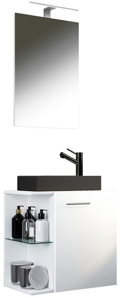 3-tlg Waschtisch Hausa Spiegel Toilette Schwarz