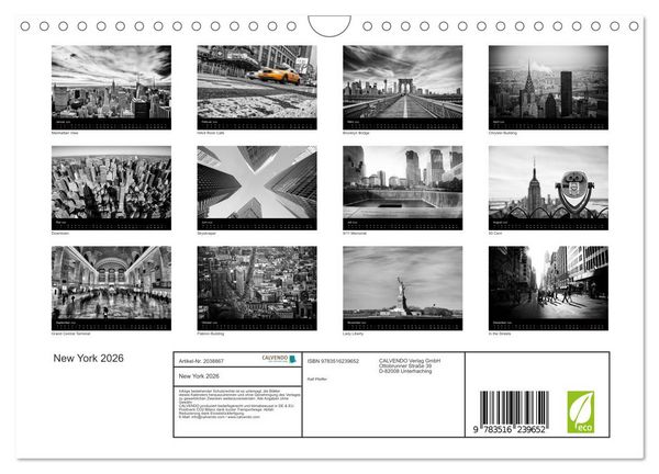 Produktbild: New York 2026 (Wandkalender 2026 DIN A4 quer), CALVENDO Monatskalender