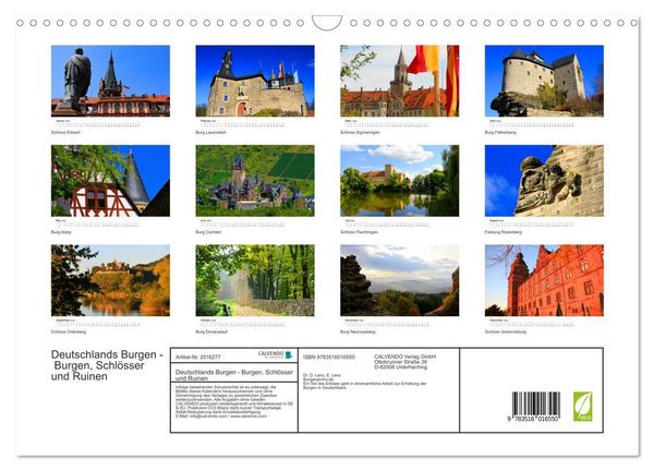Produktbild: Deutschlands Burgen - Burgen, Schl&ouml;sser und Ruinen (Wandkalender 2026 DIN A3 quer), CALVENDO Monatskalender