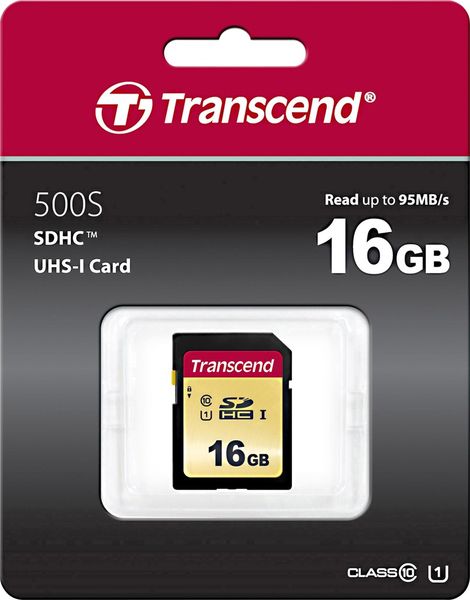 Produktbild: Transcend Premium 500S SDHC-Karte 16GB Class 10, UHS-I, UHS-Class 1