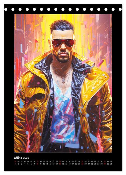 Produktbild: Cyberpunk Heroes. Futuristische Fusion von Technik und Kunst (Tischkalender 2026 DIN A5 hoch), CALVENDO Monatskalender