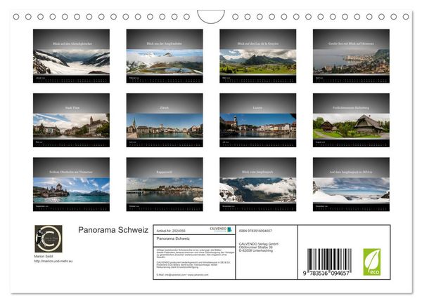 Produktbild: Panorama Schweiz (Wandkalender 2026 DIN A4 quer), CALVENDO Monatskalender