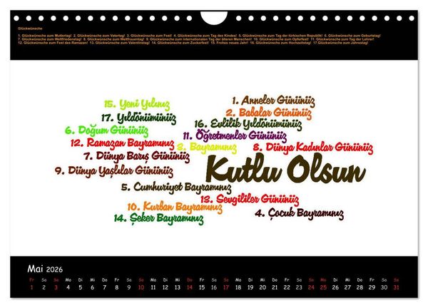 Produktbild: Sprachkalender T&uuml;rkisch-Deutsch (Wandkalender 2026 DIN A4 quer), CALVENDO Monatskalender