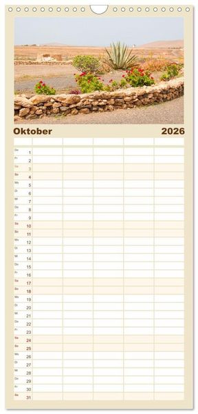 Produktbild: Familienplaner 2026 - Fuerteventura &ndash; Von Str&auml;nden und Bergen mit 5 Spalten (Wandkalender, 21 x 45 cm) CALVENDO