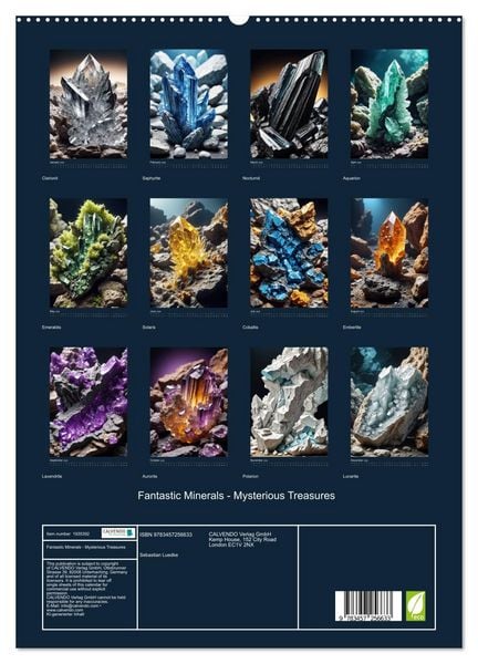 Produktbild: Fantastic Minerals - Mysterious Treasures (High Quality Premium Wall Calendar 2026 DIN A2 portrait),CALVENDO 12 Month Wall Calendar