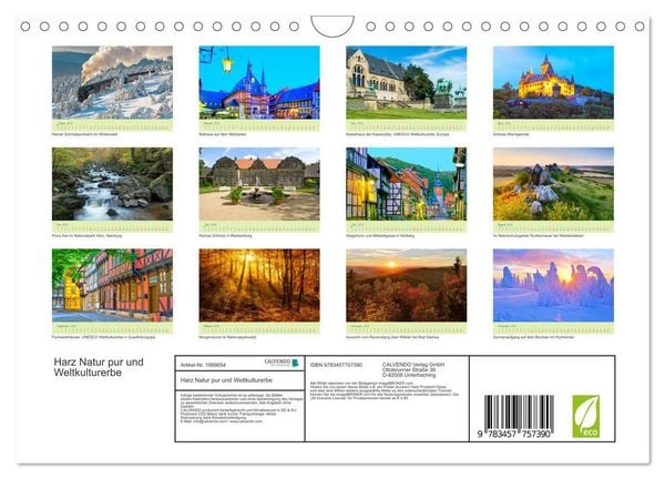 Produktbild: Harz Natur pur und Weltkulturerbe (Wandkalender 2026 DIN A4 quer), CALVENDO Monatskalender
