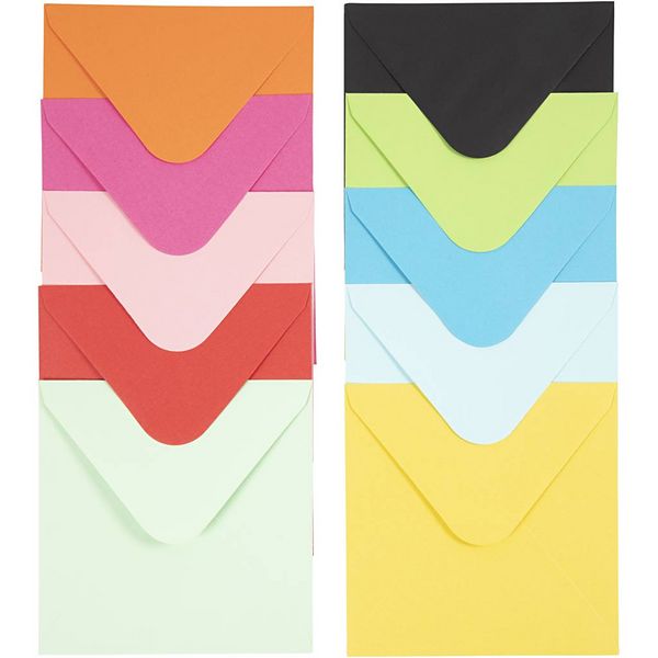 Produktbild: Creativ Company Farbige Briefumschl&auml;ge - Sortiment, Umschlaggr&ouml;&szlig;e 16x16 cm, 80 g, sortiert, 10x10 Stk