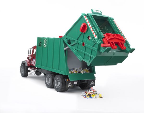 Produktbild: BRUDER - MACK Granite M&uuml;ll-LKW, rubinrot-gr&uuml;n