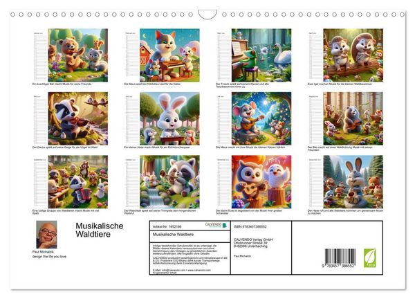 Produktbild: Musikalische Waldtiere (Wandkalender 2026 DIN A3 quer), CALVENDO Monatskalender