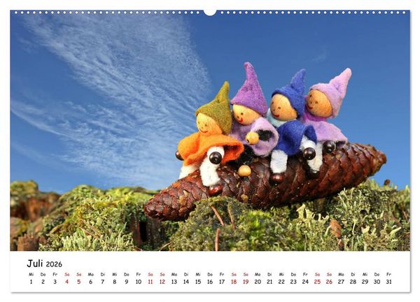 Produktbild: Die Abenteuer der vier kleinen Wichtel (hochwertiger Premium Wandkalender 2026 DIN A2 quer), Kunstdruck in Hochglanz