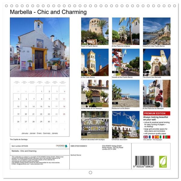 Produktbild: Marbella - Chic and Charming (Wall Calendar 2026 12 &times; 12 Inch) CALVENDO 12 Month Wall Calendar