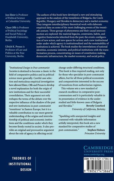 Produktbild: Institutional Design in Post-Communist Societies